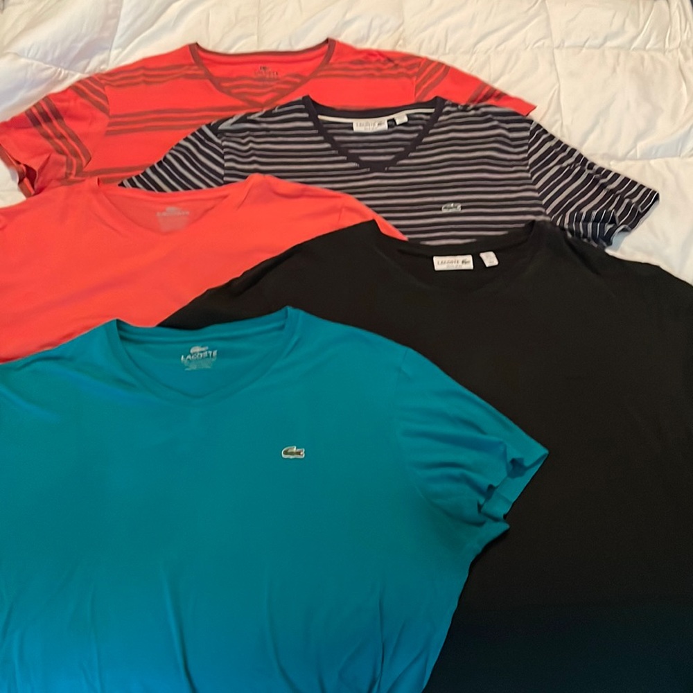 V-neck Lacoste mens shirts. Size 6 (XL) selling all 5 Together
